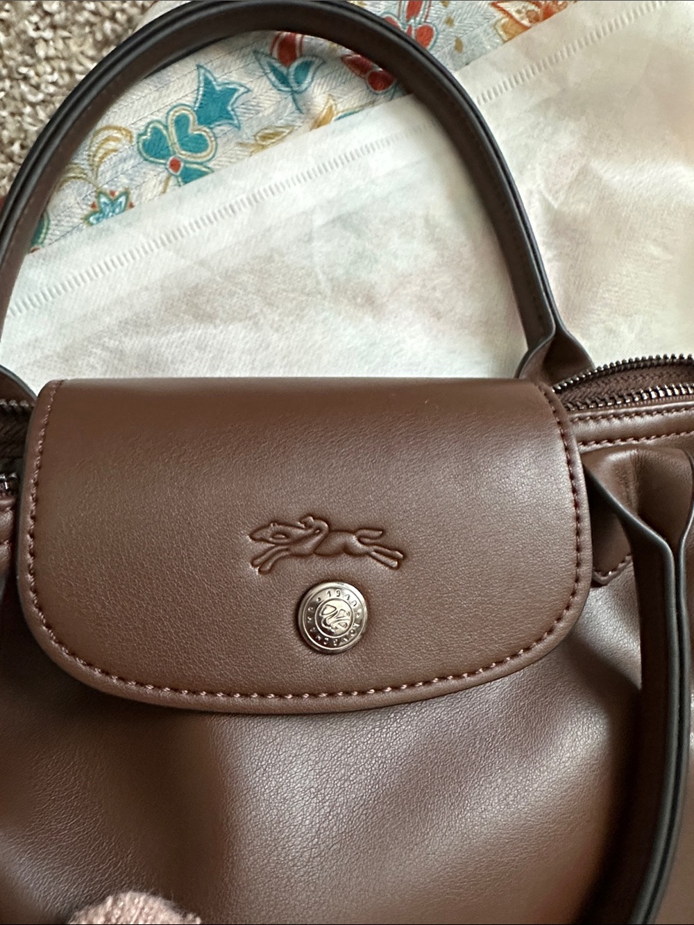 Longchamp Brown Leather Le Pliage Cuir Tote - Picture 5 of 9